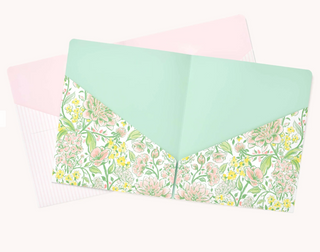Butterfly Garden & Pink Pinstripe Pocket Folder Set