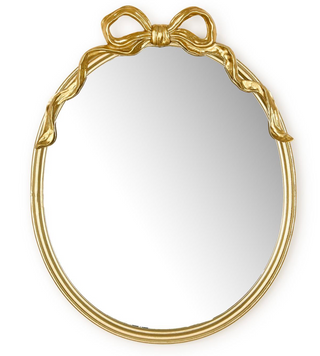 Gold Oval Mirror with Accent Bow