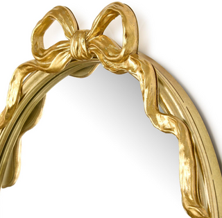 Gold Oval Mirror with Accent Bow