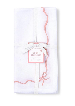 Bow-tiful Set of 4 Embroidered Bow Dinner Napkins