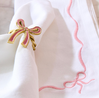 Bow-tiful Set of 4 Embroidered Bow Dinner Napkins