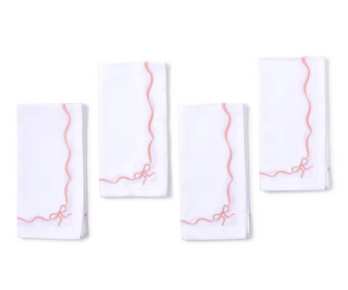 Bow-tiful Set of 4 Embroidered Bow Dinner Napkins
