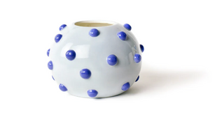 Iris Blue Large Round Vase with Decorative Knobs