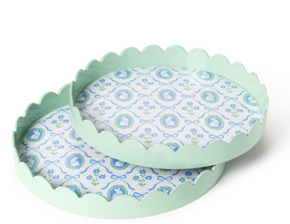 Bunnies and Bows Round Scalloped Edge Decorative Trays