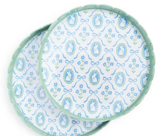 Bunnies and Bows Round Scalloped Edge Decorative Trays