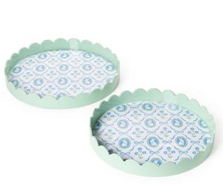 Bunnies and Bows Round Scalloped Edge Decorative Trays