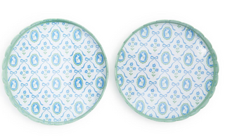 Bunnies and Bows Round Scalloped Edge Decorative Trays