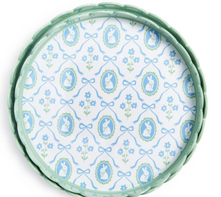 Bunnies and Bows Round Scalloped Edge Decorative Trays