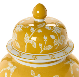 18" Yellow and White Temple Jar