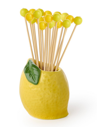 Lemon w/20 Yellow Bead Cocktail Picks