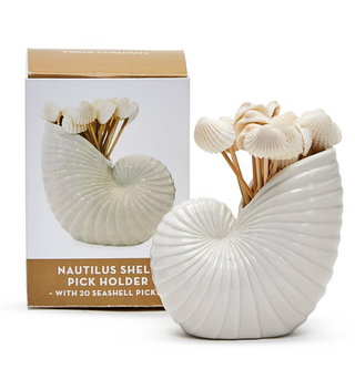 Nautilus Shell with 20 Seashell Picks
