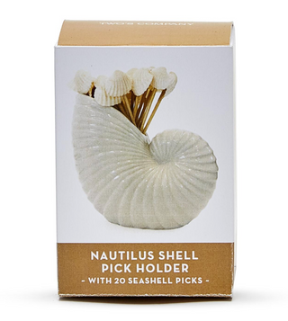 Nautilus Shell with 20 Seashell Picks