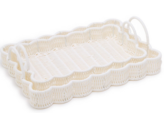 All Weather Wicker Scalloped Edge Serving Trays
