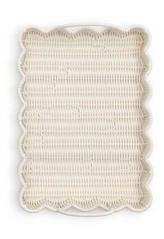 All Weather Wicker Scalloped Edge Serving Trays