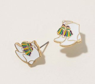 Mardi Gras Small Boots Stud Earrings