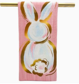 Coral Little Golden Bunny Tea Towel