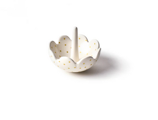 Gold Swiss Dot Scallop Ring Dish