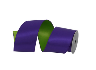 Purple and Lime Green Satin Reversible Ribbon