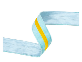 1 1/2" Wired Blue Velvet Ribbon w/ Yellow Trim