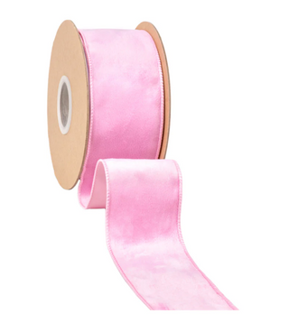 2 1/2" Pink Reversible Classic Velvet Wired Ribbon