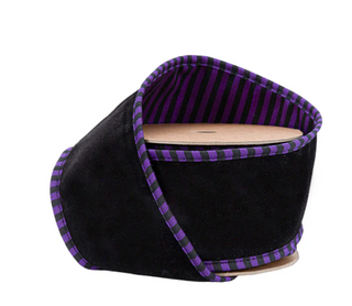 2 1/2" Black Velor Wired Ribbon w/ Purple/Black Striped Piping and Backing