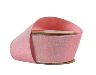 2 1/2" Wired Pink Iridescent Ribbon Taffeta Backing