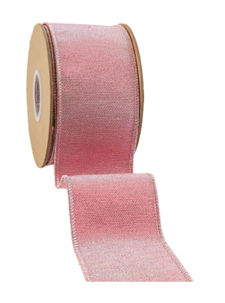 2 1/2" Wired Pink Iridescent Ribbon Taffeta Backing