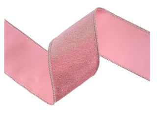 2 1/2" Wired Pink Iridescent Ribbon Taffeta Backing
