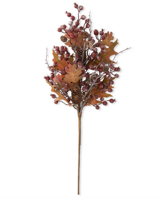 24 Inch Rosehip Twig & Pinecone Stem