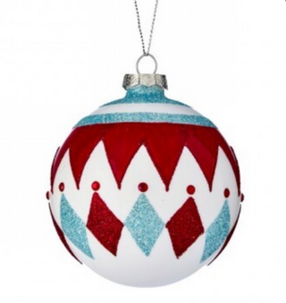 4" Glass Diamond Glitter Ball Ornament