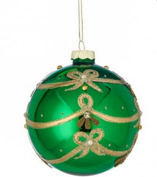 4" Glass Bow Tie Ball Ornament