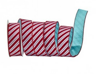2" X 10yd Velvet w/ Felt Peppermint Ribbon