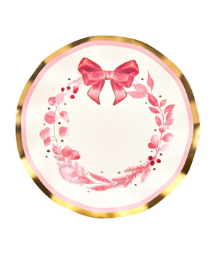Pink Bows Wavy Salad Plate/8pk