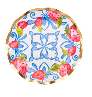 Wavy Salad Plate Bleu Strawberries - 8pkg