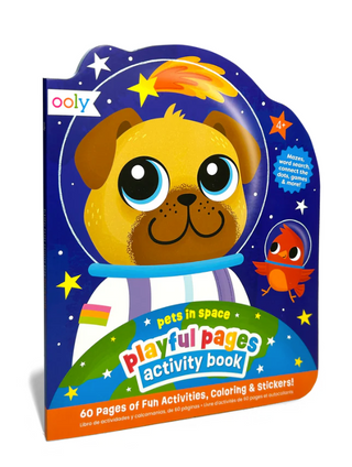 Playful Pages Activity Book - Games Coloring Stickers - Pets in Space
