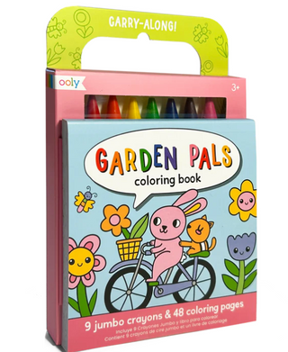 Carry Along! Coloring Book and Crayon Set - Garden Pals - Set of 9 Crayons