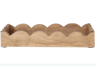 Mango Wood Scalloped Tray, Natural