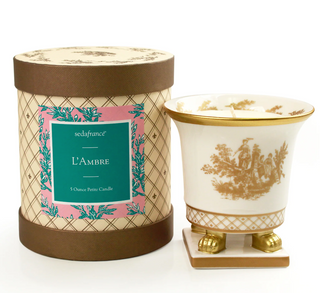 L'Ambre Classic Toile Petite Ceramic Candle