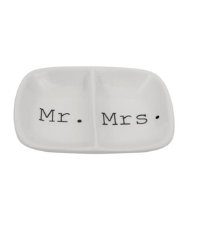 Mr./Mrs. Ceramic 2-Section Dish
