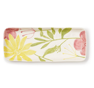 Platter with Hand-Painted Floral Relief Design