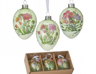 4" GLASS FLORAL EGG BOX