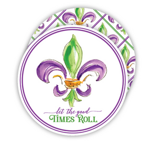 HANDPAINTED LET THE GOOD TIMES ROLL FLEUR-DE-LIS ROUND COASTER