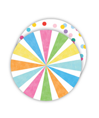 HANDPAINTED COLORFUL PINWHEEL AND DOTS ROUND COASTER