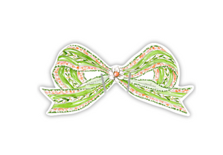 HANDPAINTED GREEN & CORAL GARDEN PARTY BOW CUP ACCENT