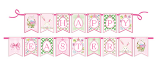 HAPPY EASTER PINK AND GREEN PARTY BANNER
