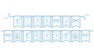 BLUE GINGHAM IT'S A BOY PARTY BANNER