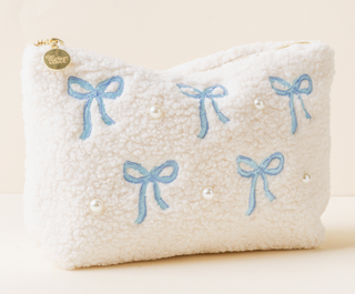Teddy Pouch-Bows Blue