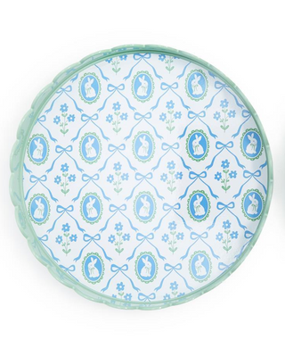 Bunnies and Bows Round Scalloped Edge Decorative Trays