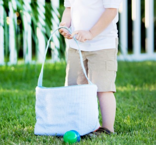 Blue Seersucker Bucket