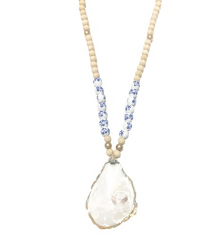 Blue and White Oyster Necklace